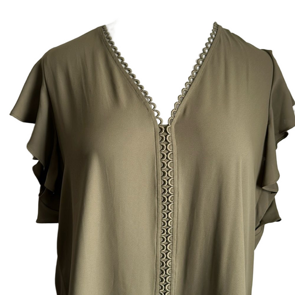 White House Black Market Olive Green Women's Top Size XL - Picture 2 of 8